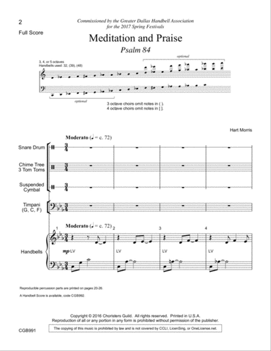 Meditation and Praise Full Score Handbell Choir scores gallery preview page 2