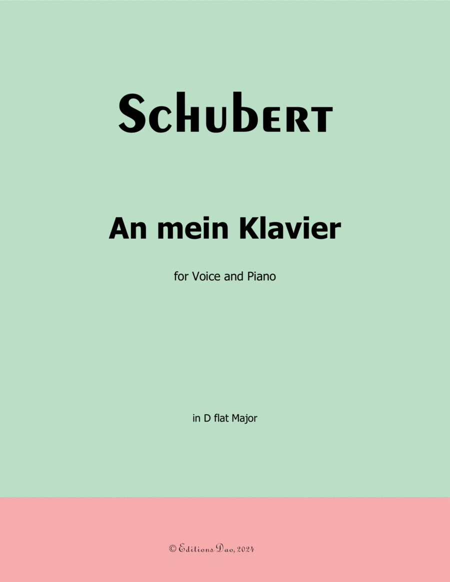 An mein Klavier, by Schubert, D.342, in D flat Major Voice scores gallery preview page 1
