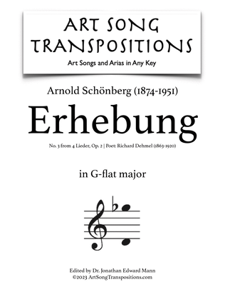 Book cover for SCHÖNBERG: Erhebung, Op. 2 no. 3 (transposed to G-flat major)