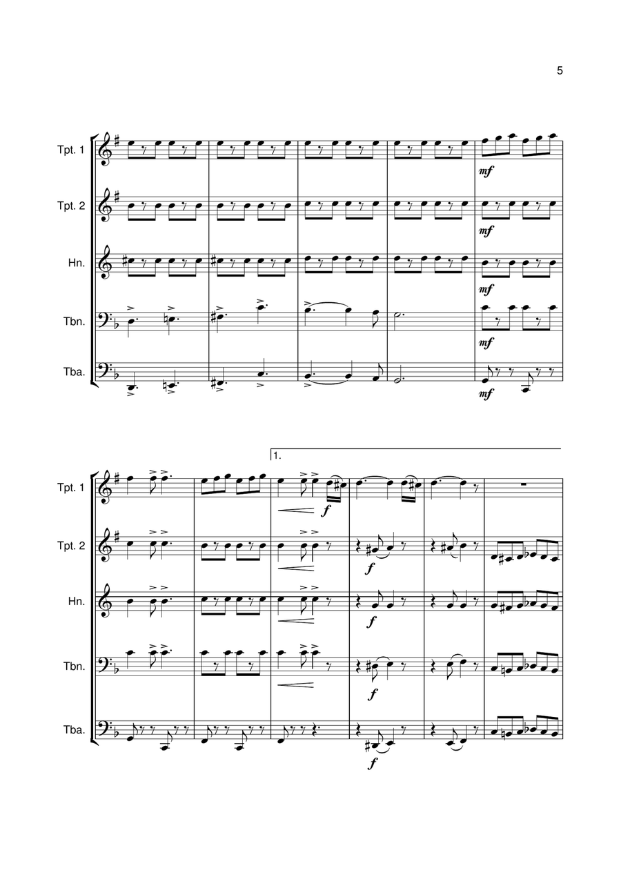 Blaze-Away (Brass Quintet) Brass Quintet scores gallery preview page 6