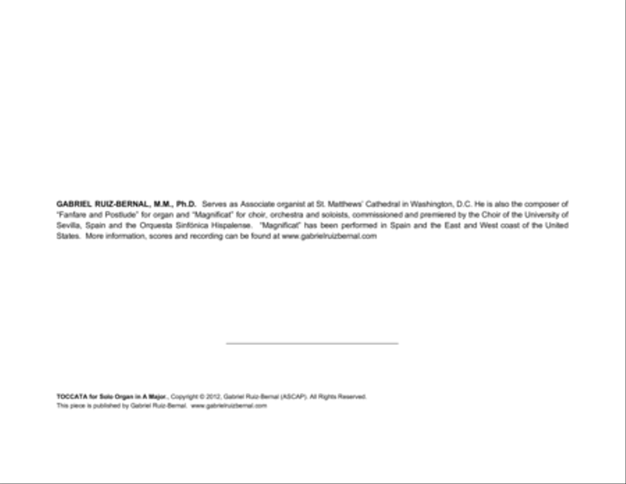 TOCCATA for Organ in A minor Organ Solo scores gallery preview page 2