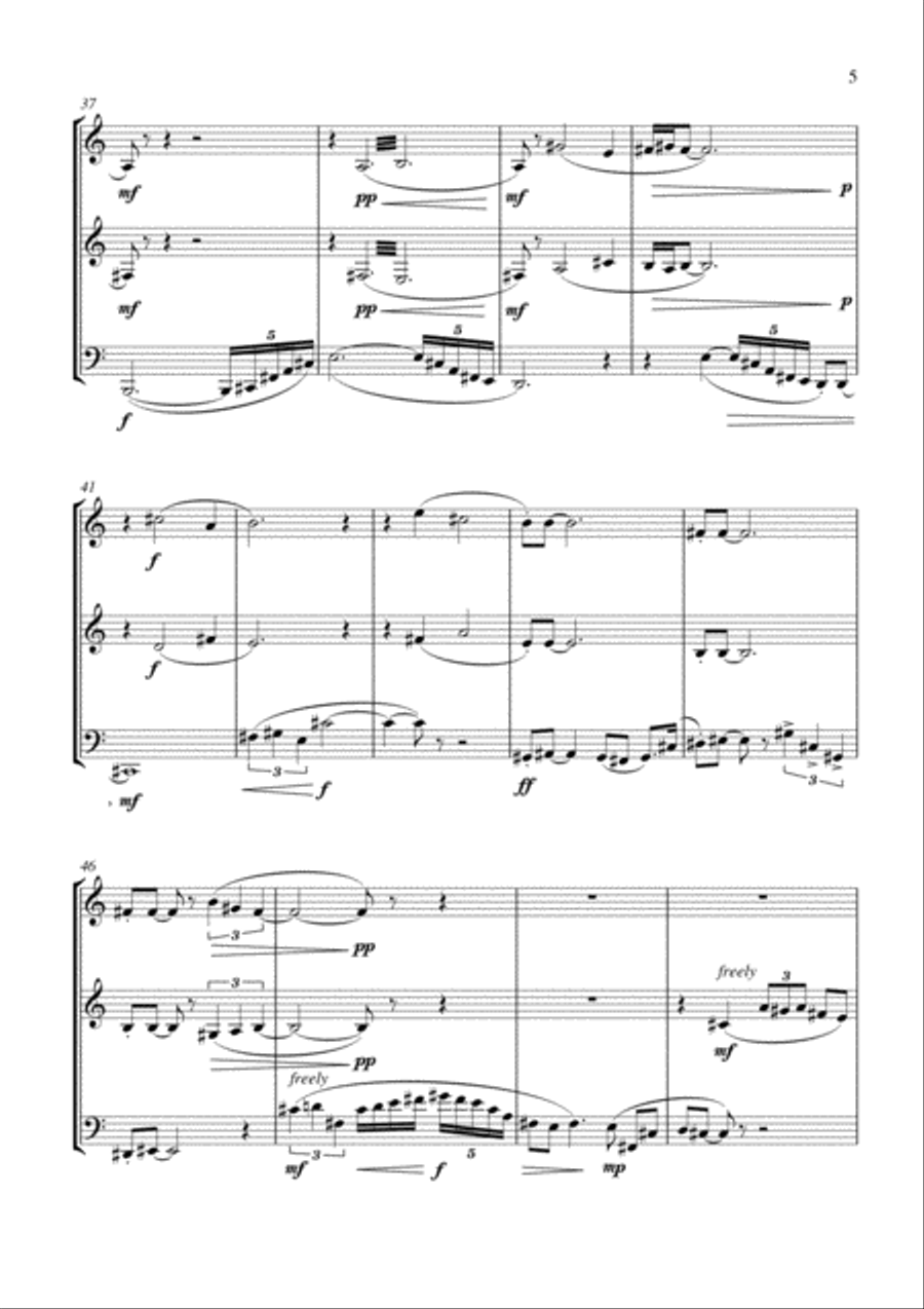 Carson Cooman: Giant Colored Bird II (2005) for two Bb clarinets and bassoon Woodwind Trio scores gallery preview page 5