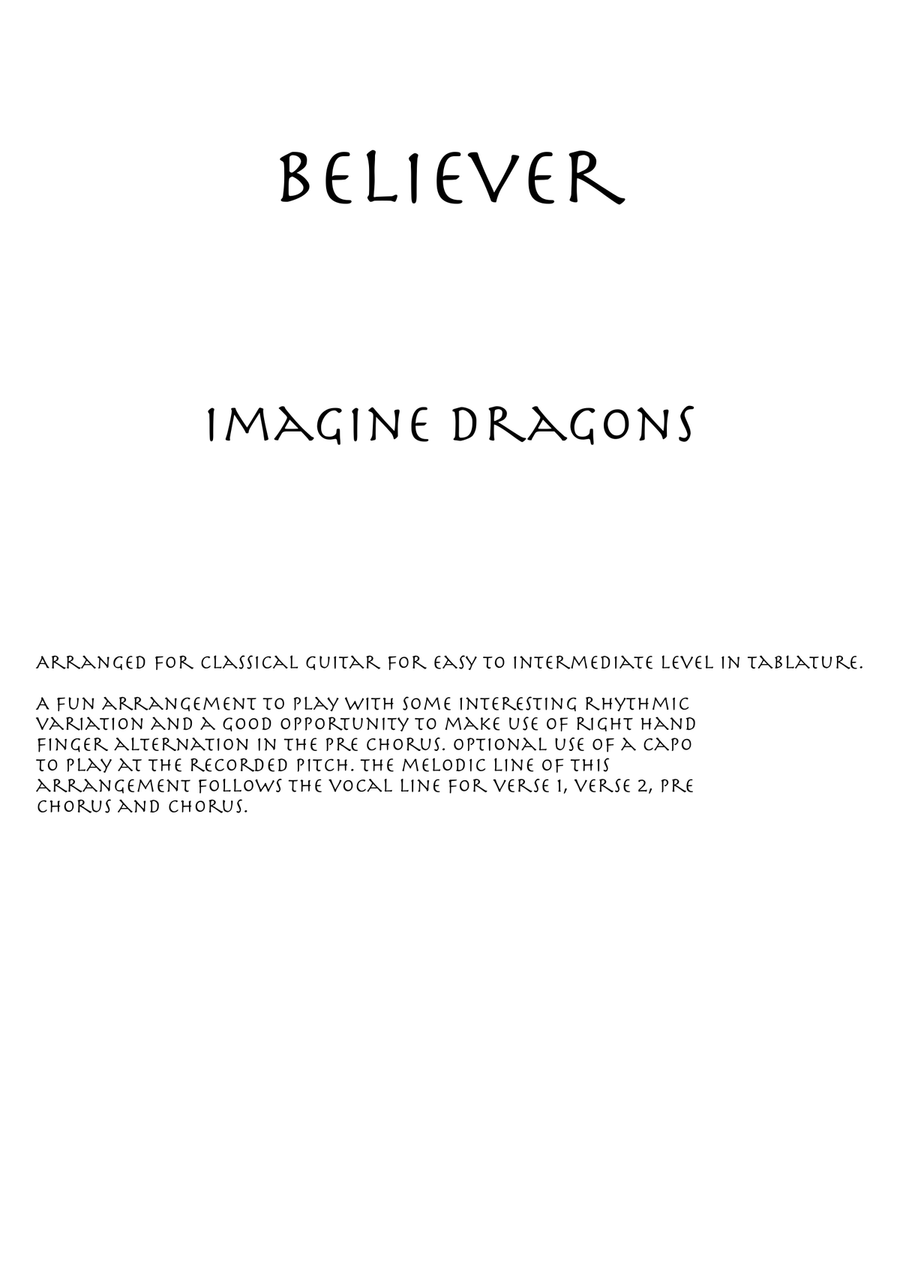 Believer Guitar Tablature scores gallery preview page 1