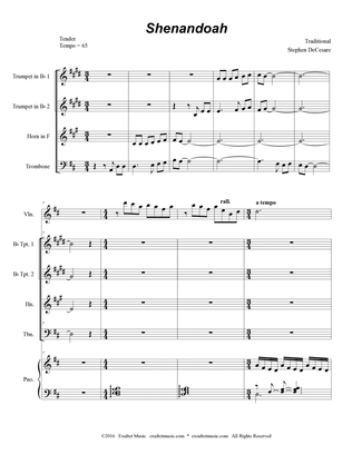 Shenandoah (for Brass Quartet and Piano)