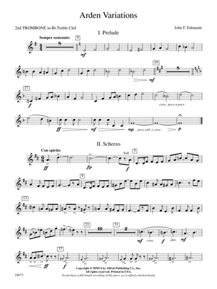 Arden Variations: (wp) 2nd B-flat Trombone T.C.