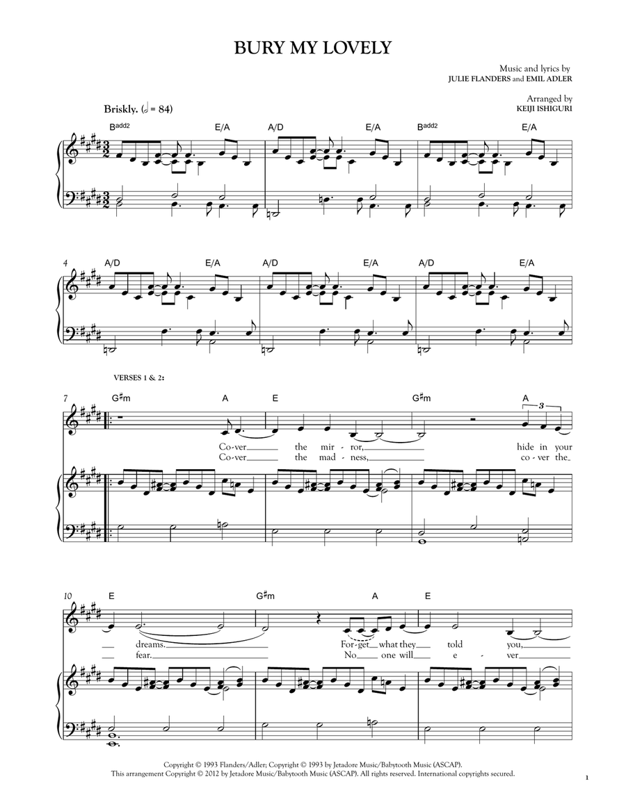 Bury My Lovely Piano, Vocal scores gallery preview page 1