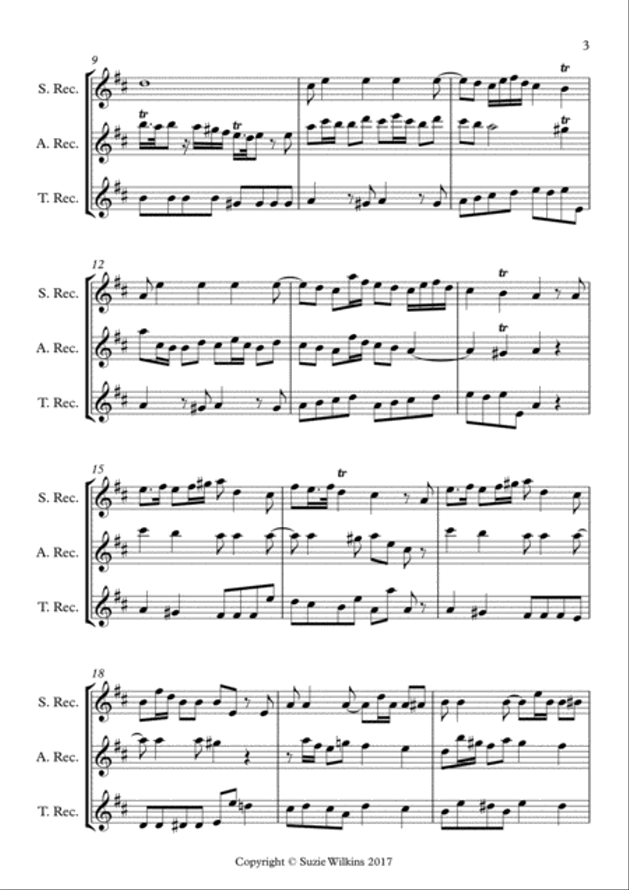 Moderato from Sonata I for SAT Recorder Trio SAT scores gallery preview page 3