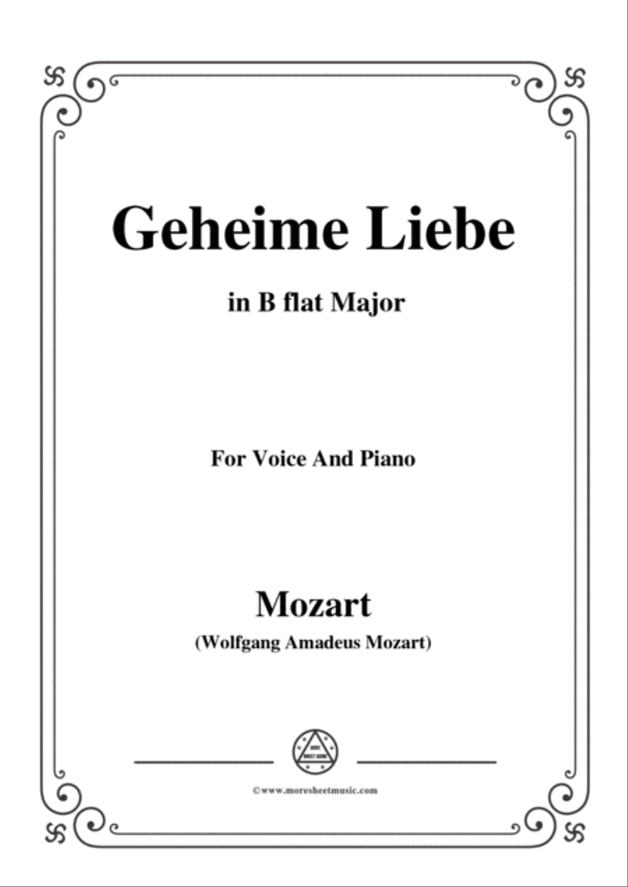 Mozart-Geheime Liebe,in B flat Major,for Voice and Piano Voice Solo scores gallery preview page 1