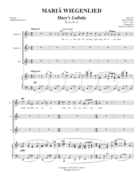 Mariä Wiegenlied (Mary's Lullaby), Op. 76, No. 52