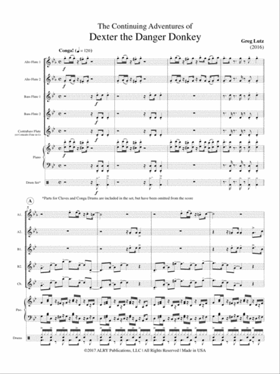 The Continuing Adventures of Dexter the Danger Donkey for Low Flute Choir Flute Choir scores gallery preview page 2