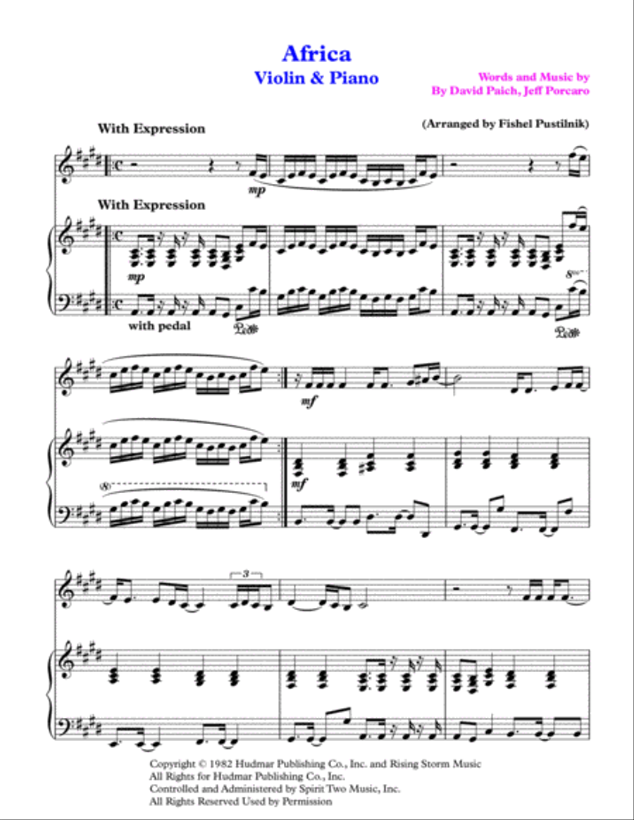 Africa Violin Solo scores gallery preview page 2