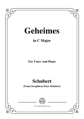 Book cover for Schubert-Geheimes,Op.14 No.2,in C Major,for Voice&Piano