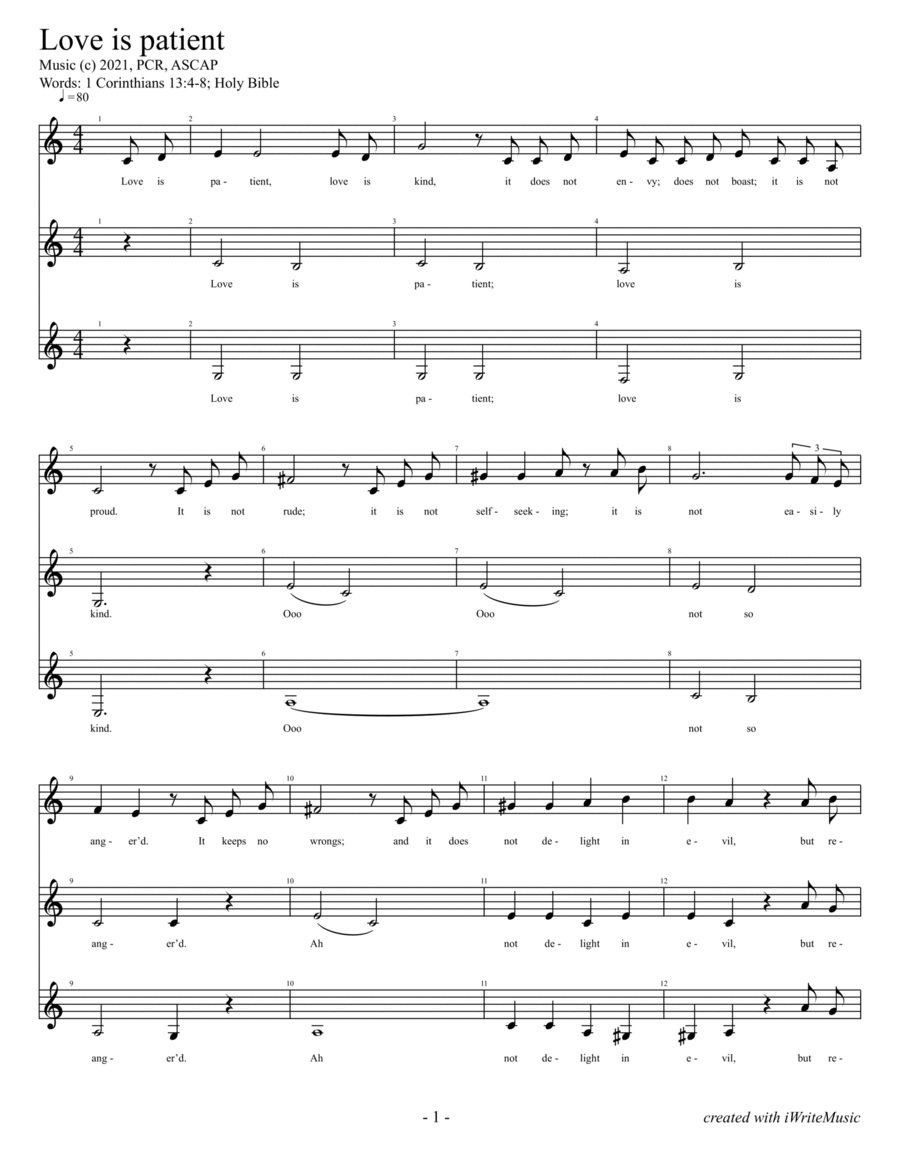Love is patient SSA scores gallery preview page 1