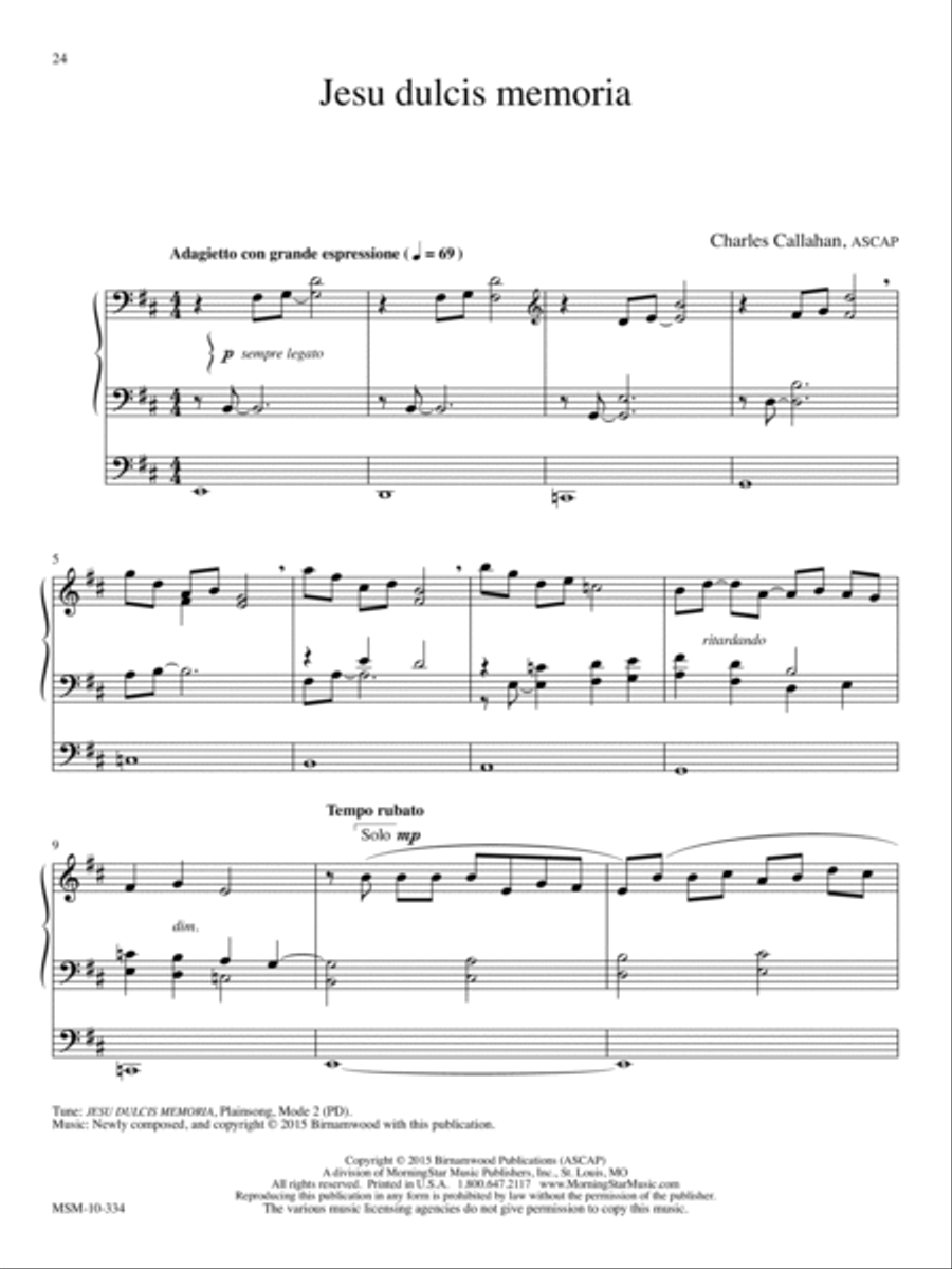 Jesu dulcis memoria Organ scores gallery preview page 1