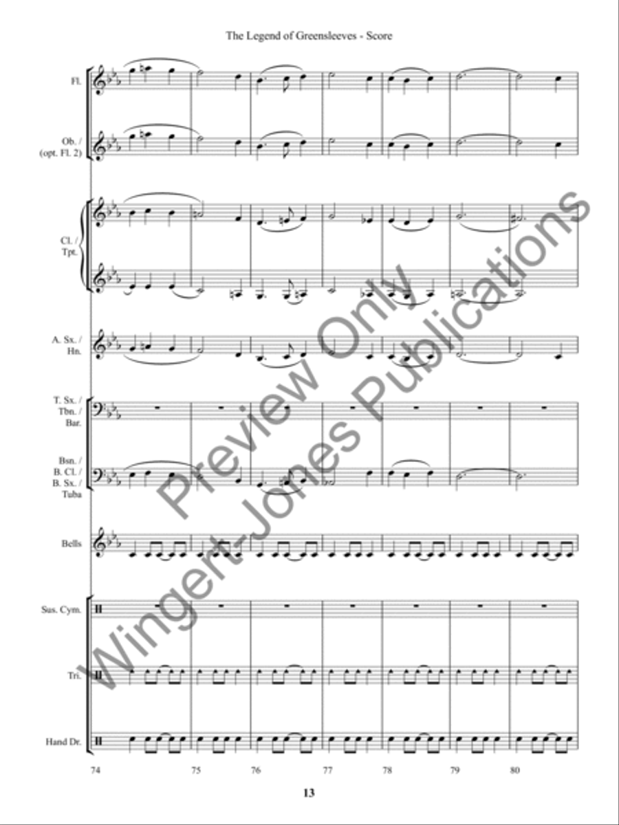 The Legend of Greensleeves (Score) Concert Band scores gallery preview page 16