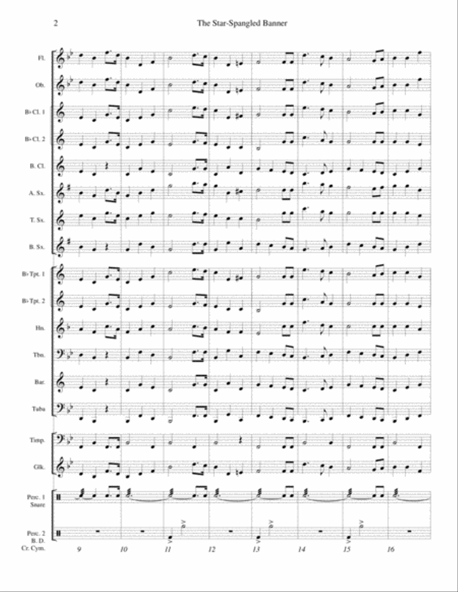 The Star-Spangled Banner - for beginning band Concert Band scores gallery preview page 2