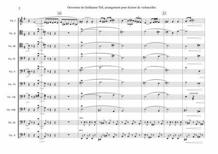 Cello introduction of Guillaume Tell arranged for 10 cellos --- FULL SCORE AND PARTS --- JCM2014 image number null