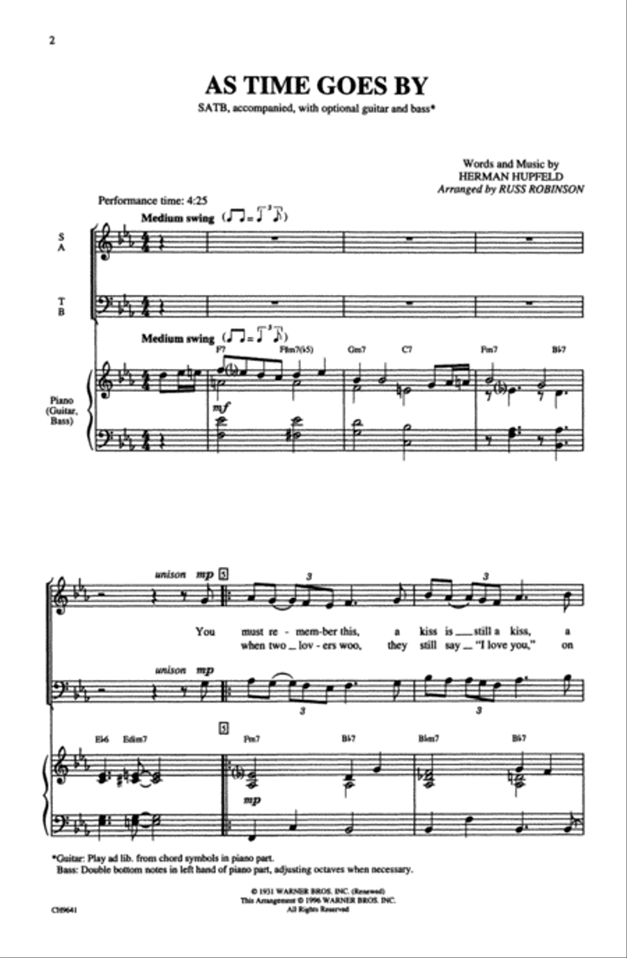 As Time Goes By 4-Part scores gallery preview page 2