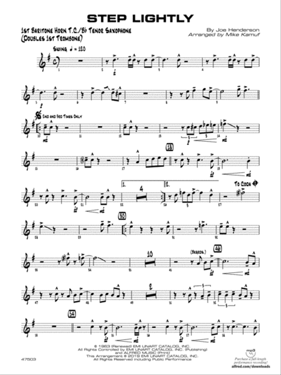 Step Lightly: Baritone T.C. Jazz Ensemble scores gallery preview page 1