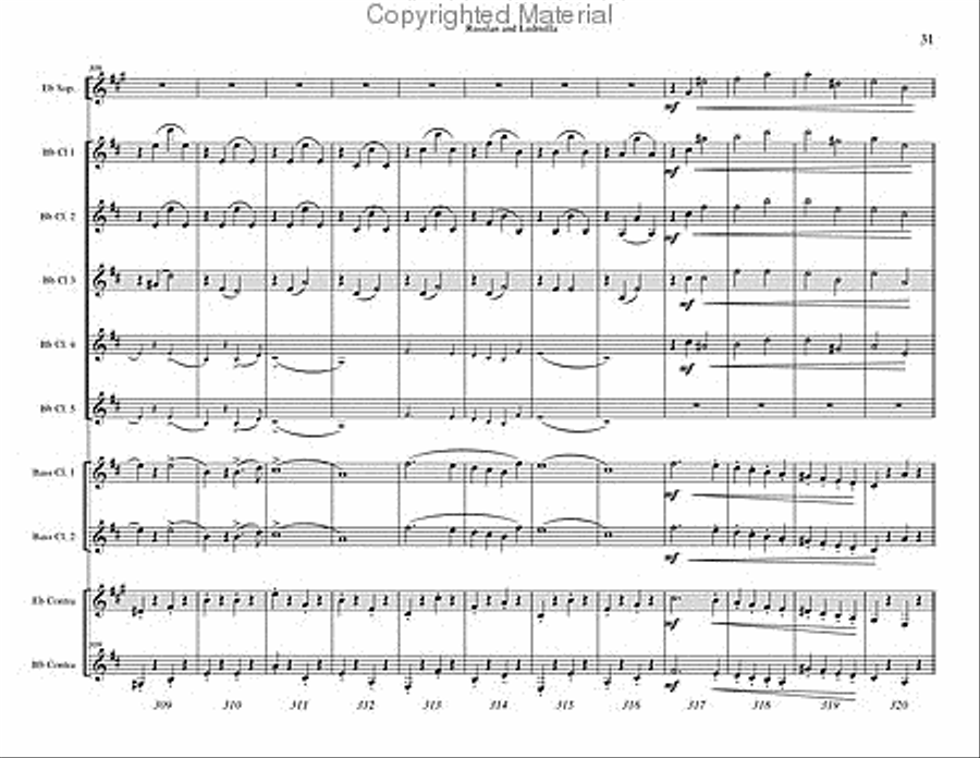 Russlan and Ludmilla Overture Clarinet Choir scores gallery preview page 32