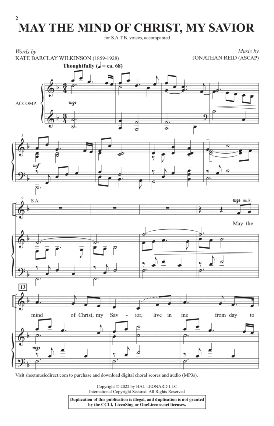 May The Mind Of Christ, My Savior 4-Part scores gallery preview page 1