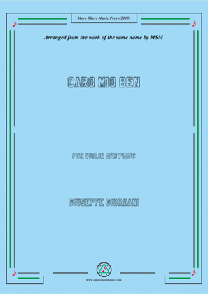 Giordani-Caro mio ben, for Violin and Piano