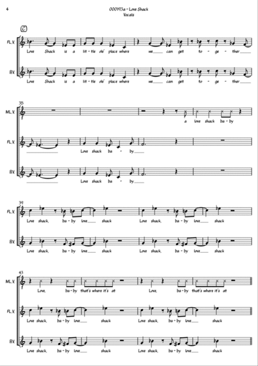 Love Shack Piano scores gallery preview page 4