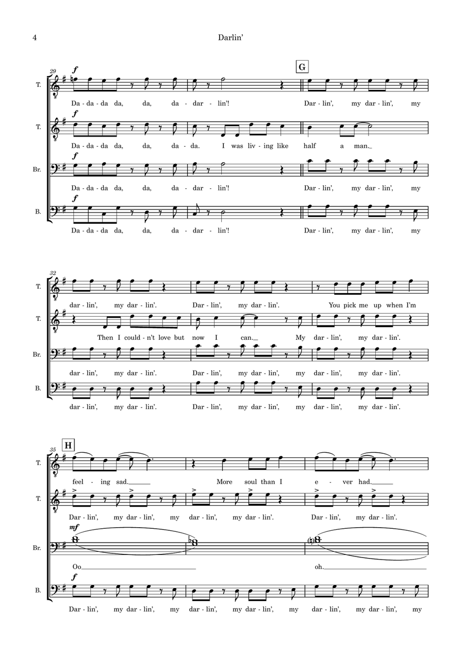 Darlin' (arr. Sam Burns) TTBB scores gallery preview page 4