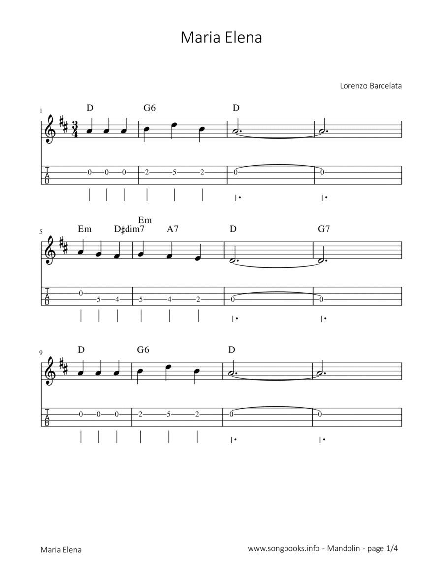 Maria Elena Mandolin scores gallery preview page 1