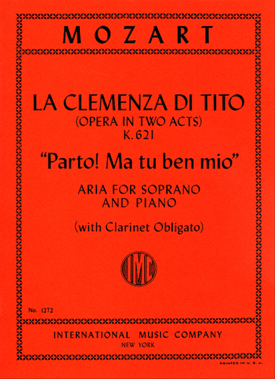 Parto! Ma tu ben mio, from 'La Clemenza di Tito' (for Soprano with B flat clarinet ad lib.) Soprano Voice scores gallery preview page 1