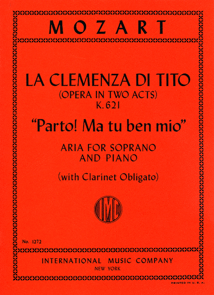 Parto! Ma tu ben mio, from 'La Clemenza di Tito' (for Soprano with B flat clarinet ad lib.)