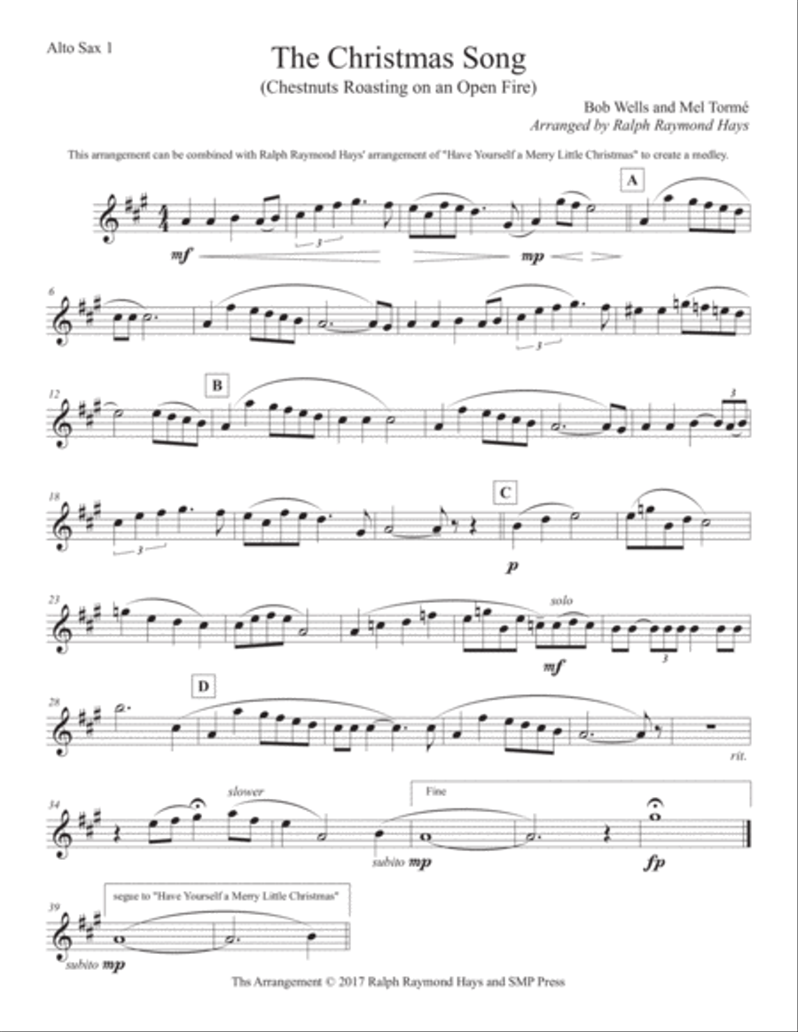 The Christmas Song (Chestnuts Roasting On An Open Fire) Saxophone Quintet scores gallery preview page 4