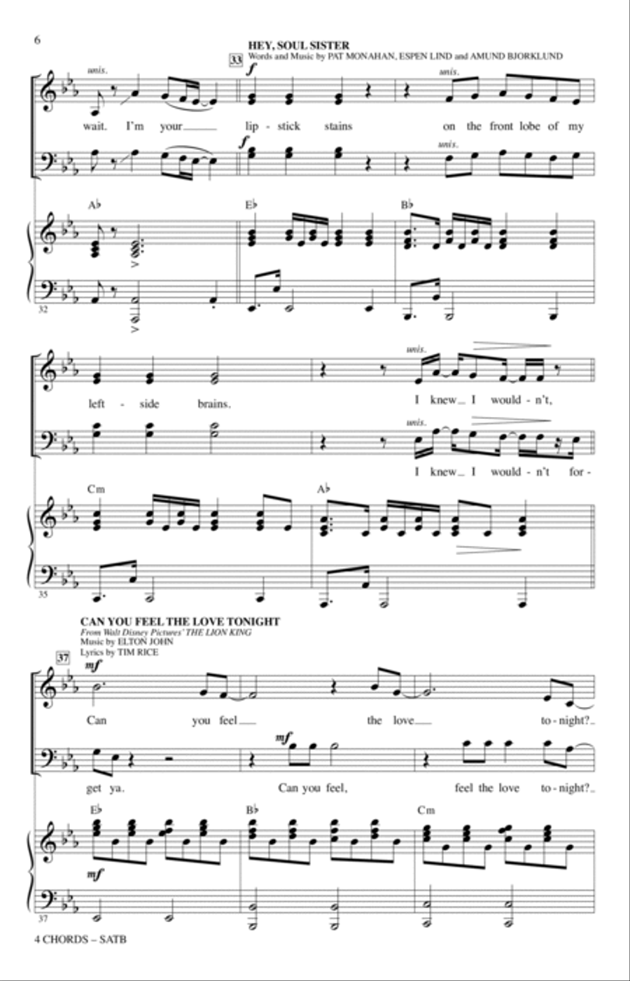 4 Chords (A Choral Medley) 4-Part scores gallery preview page 5