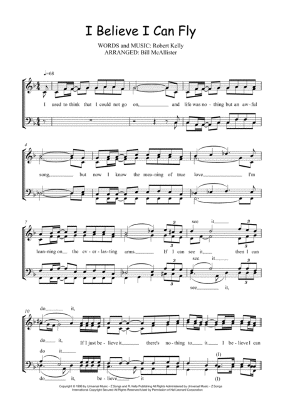 I Believe I Can Fly Choir scores gallery preview page 1