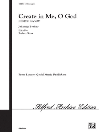 Book cover for Create in Me, O God (Schaffe in mir, Gott)