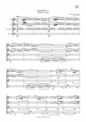 Book cover for Dittersdorf Quartet No. 5 arr. Woodwind Quartet