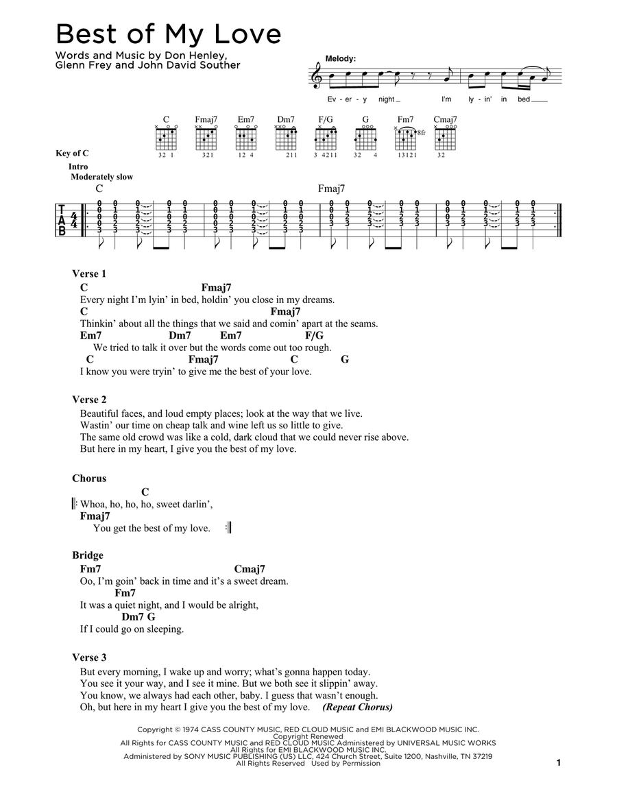 Best Of My Love Acoustic Guitar scores gallery preview page 1