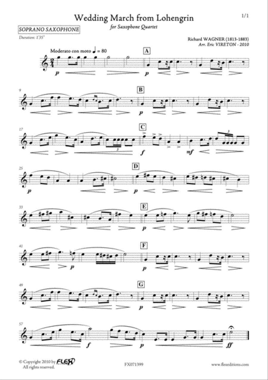 Wedding March from Lohengrin Saxophone Quartet scores gallery preview page 5