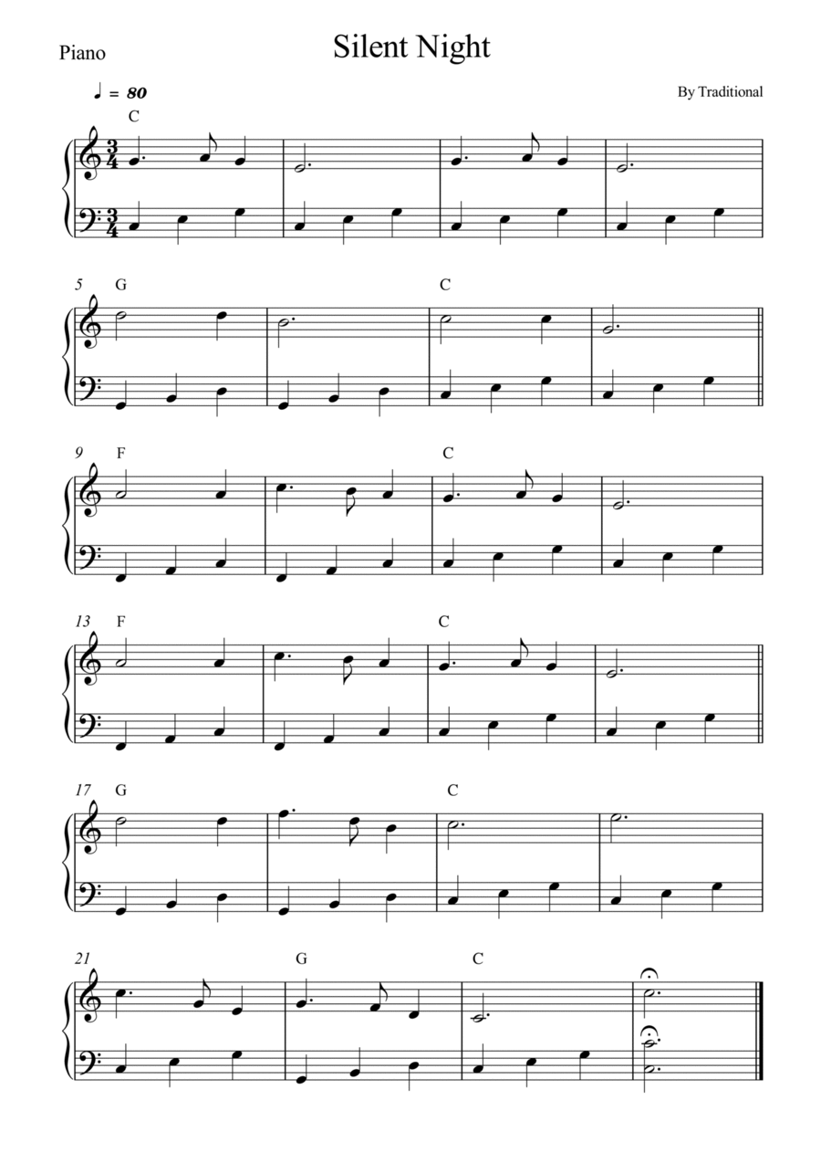 Silent Night - Piano Easy Piano scores gallery preview page 1