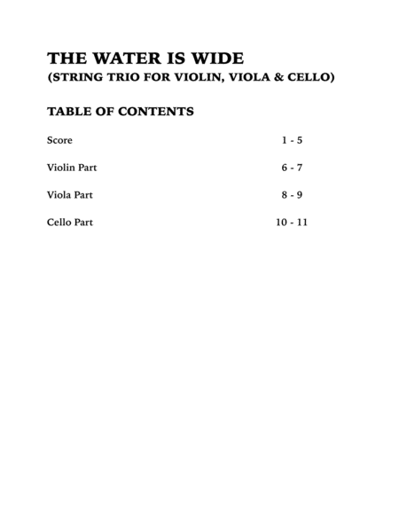 The Water is Wide (String Trio): Violin, Viola and Cello image number null