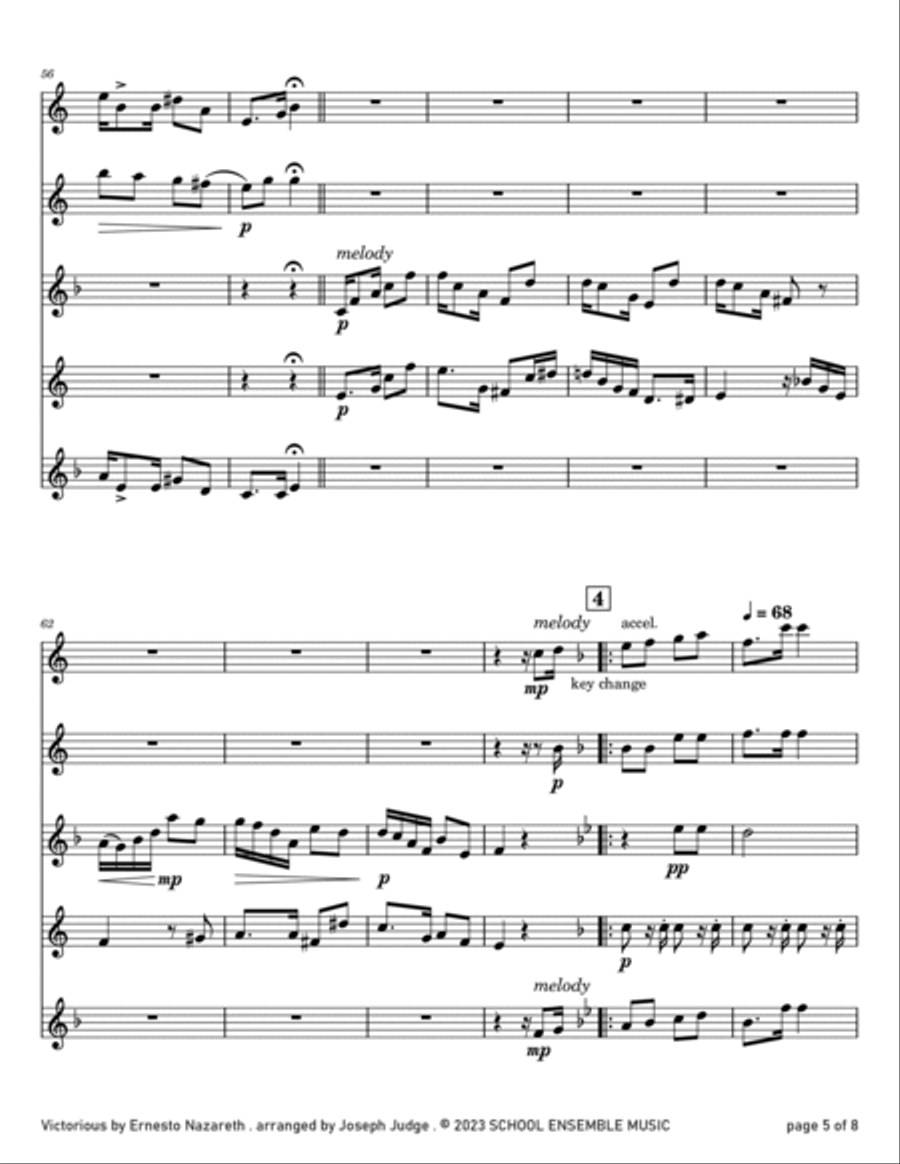 Victorious by Nazareth for Saxophone Quartet in Schools Saxophone Quartet scores gallery preview page 5