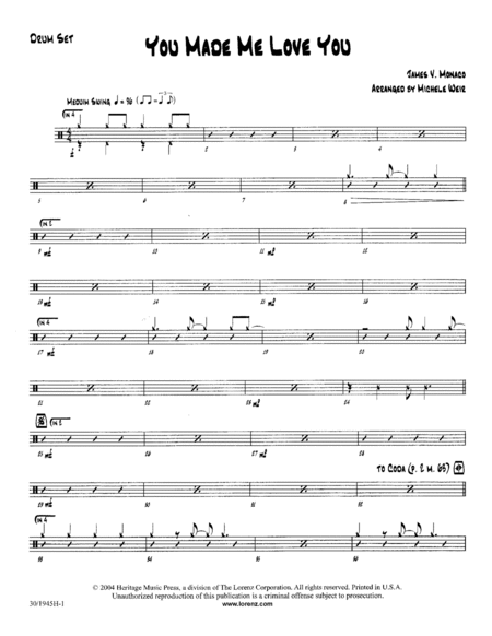 You Made Me Love You - Rhythm Score and Parts