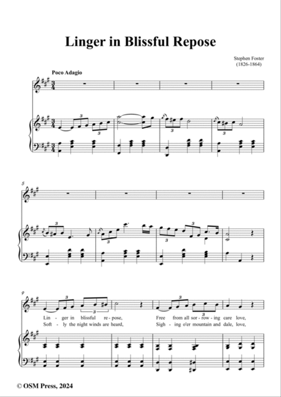 S. Foster-Linger in Blissful Repose,in A Major Voice scores gallery preview page 2