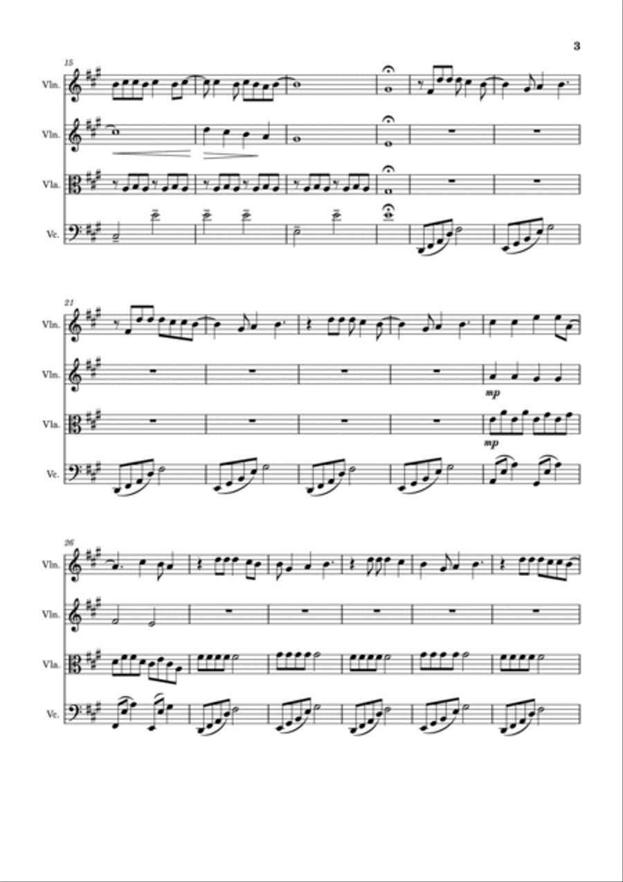 Night Changes String Quartet scores gallery preview page 3