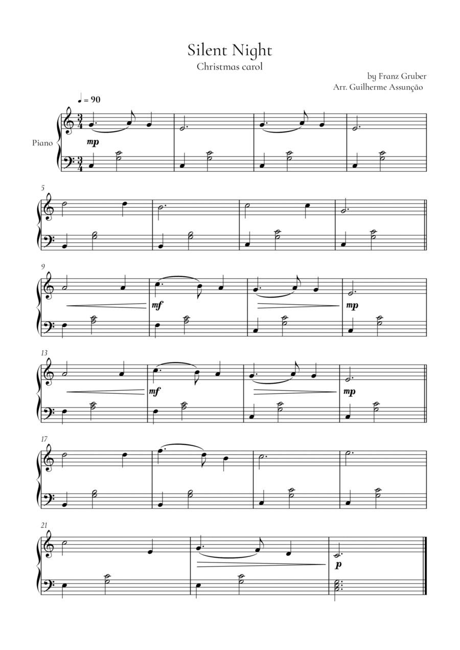 Silent Night (Easy Piano) Easy Piano scores gallery preview page 1