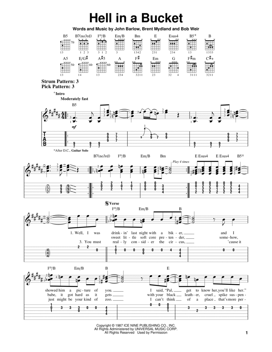 Hell In A Bucket Acoustic Guitar scores gallery preview page 1