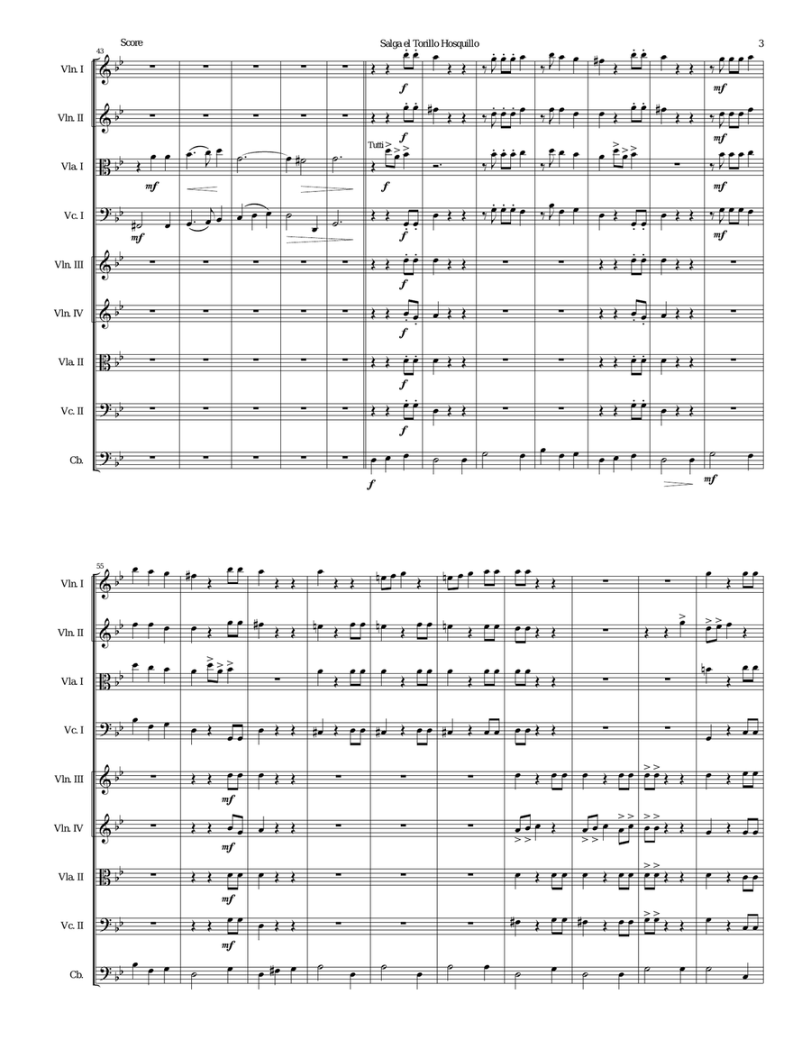 Salga el torillo hosquillo (Let the little wild bull out) arranged for string orchestra String Orchestra scores gallery preview page 3