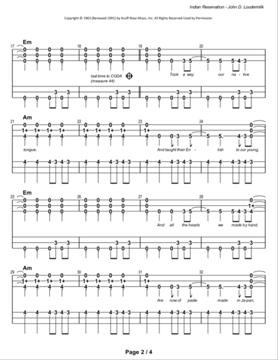 Indian Reservation Dulcimer scores gallery preview page 3