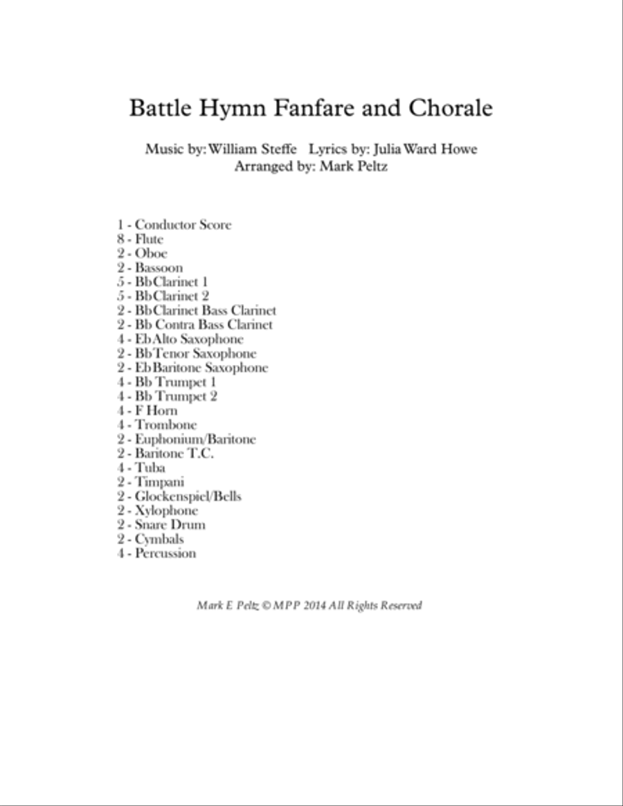 Battle Hymn Fanfare and Chorale Concert Band scores gallery preview page 3
