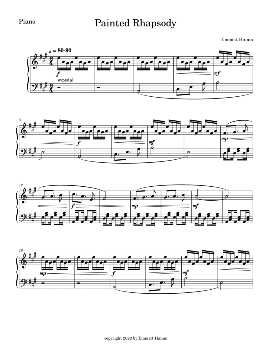 Painted Rhapsody Painted Rhapsody Piano Solo scores gallery preview page 1